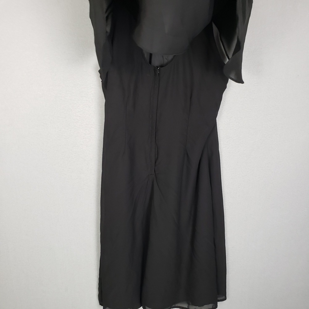 ModCloth Size L Chiffon Layered Cape Dress Black Midi Whimsigoth Cocktail Party - Picture 6 of 9
